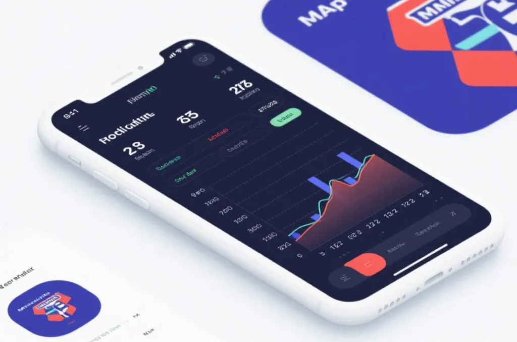 A clean and modern mobile app UI interface displaying sports statistics and schedules with elegant charts